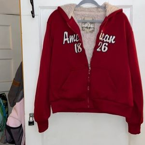 Red 90s jacket with faux Sherpa